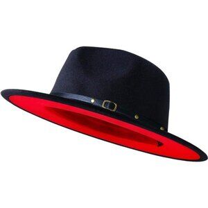 Wide Brim Fedora Hats for Women Men Two Tone Dress Hat Felt Panama Hat